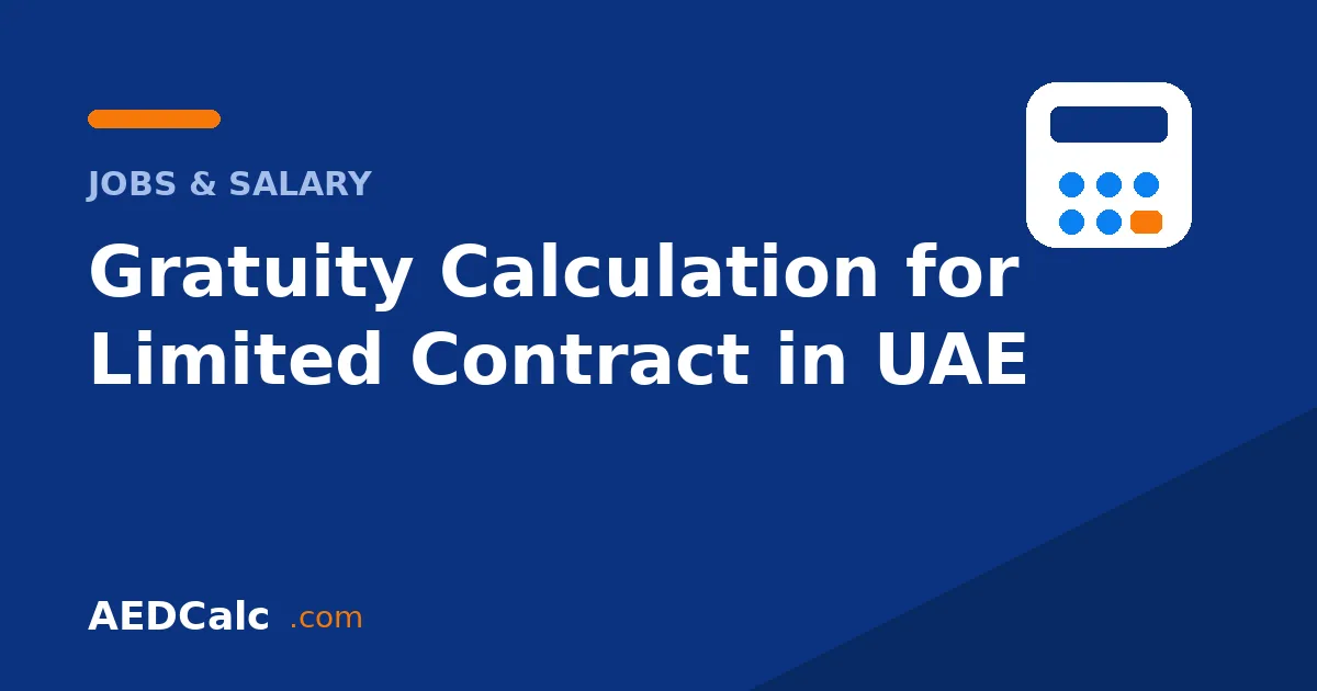 Gratuity calculation for limited contract in UAE - AEDCalc guide with calculator icon